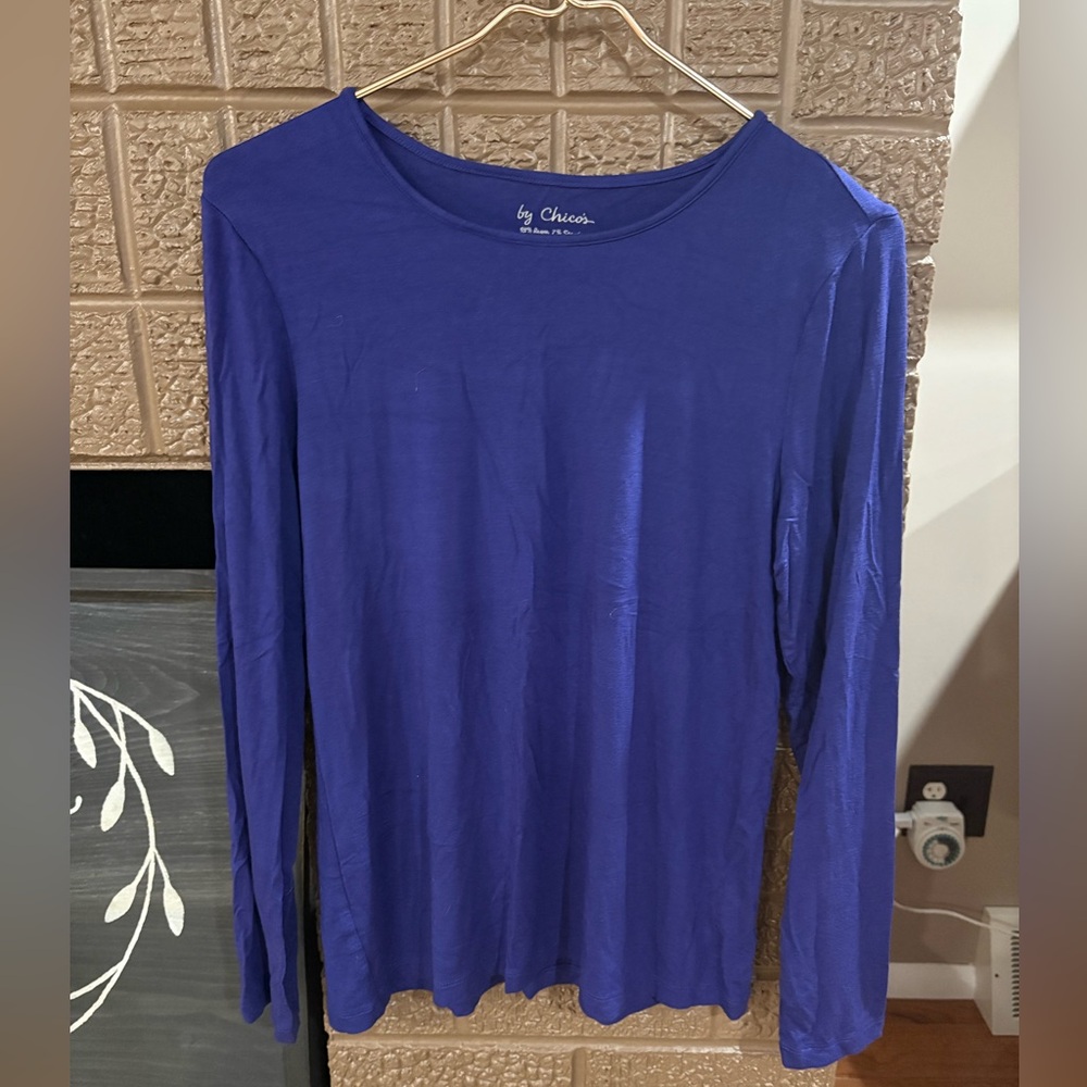 Chico's Vibrant Blue Long Sleeve Blouse